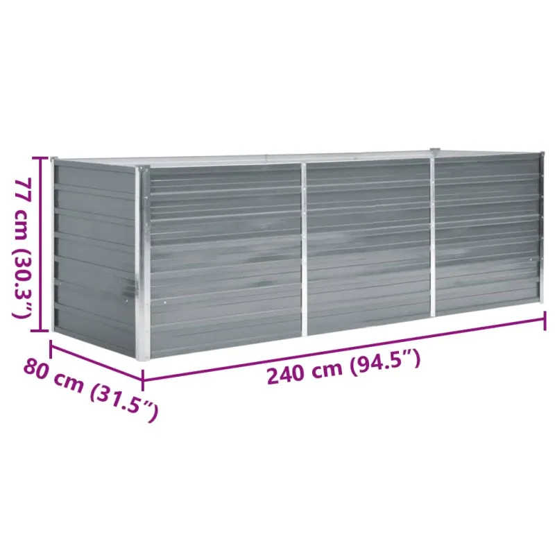 Lovelis, pilkas, galvanizuotas plienas, 240x80x77cm