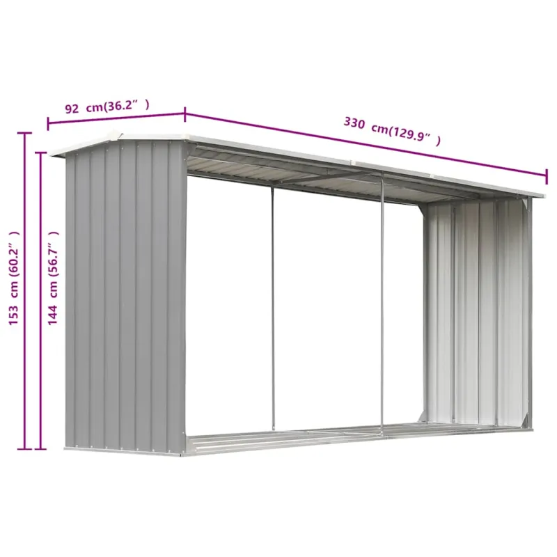 Sodo malkinė, galvanizuotas plienas, 330x92x153cm, pilka