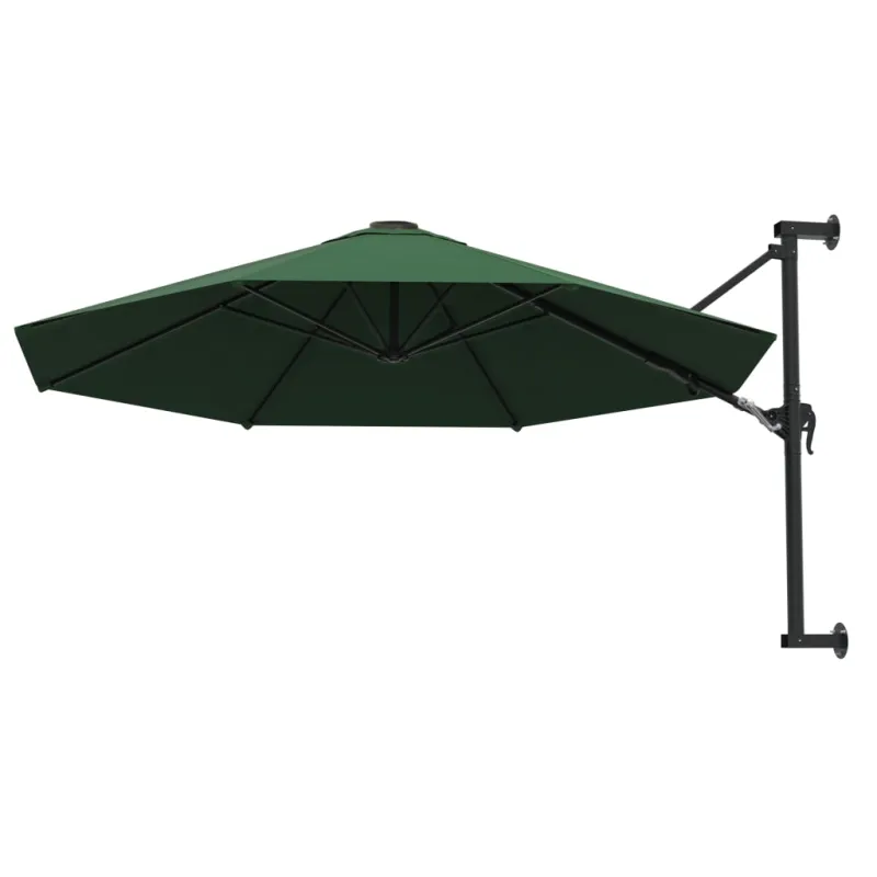 Prie sienos montuojamas skėtis su stulpu, žalias, 300cm