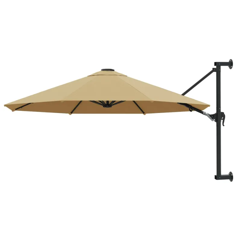 Prie sienos montuojamas skėtis su stulpu, taupe, 300cm