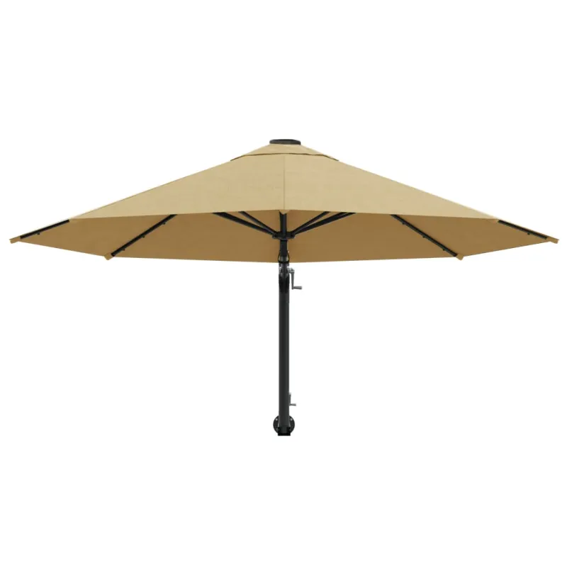 Prie sienos montuojamas skėtis su stulpu, taupe, 300cm