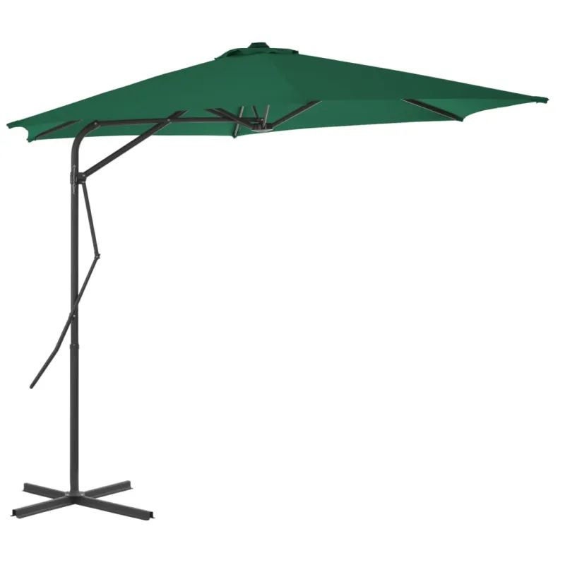 Lauko skėtis nuo saulės su plieniniu stulpu, žalias, 300cm