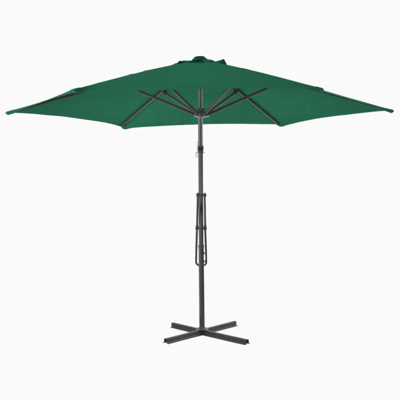 Lauko skėtis nuo saulės su plieniniu stulpu, žalias, 300cm