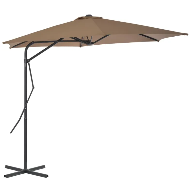 Lauko skėtis nuo saulės su plieniniu stulpu, taupe, 300cm