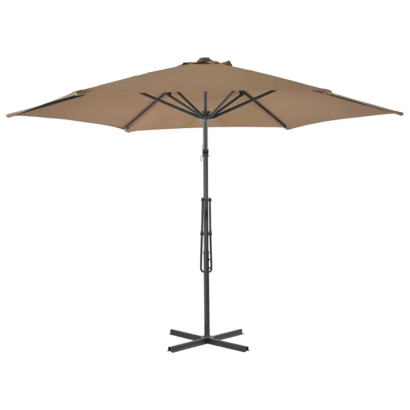 Lauko skėtis nuo saulės su plieniniu stulpu, taupe, 300cm