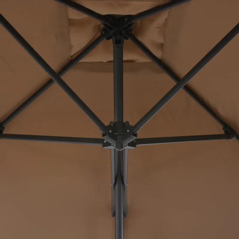 Lauko skėtis nuo saulės su plieniniu stulpu, taupe, 300cm