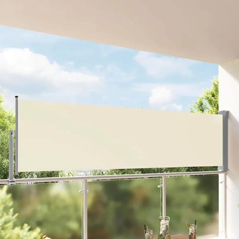 Ištraukiama šoninė kiemo pertvara, kreminės spalvos, 100x300cm