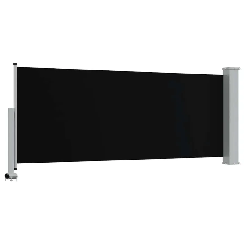 Ištraukiama šoninė kiemo pertvara, juodos spalvos, 120x300cm