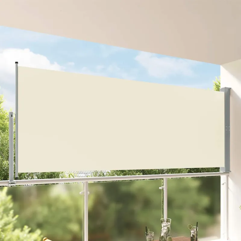 Ištraukiama šoninė kiemo pertvara, kreminės spalvos, 140x300cm