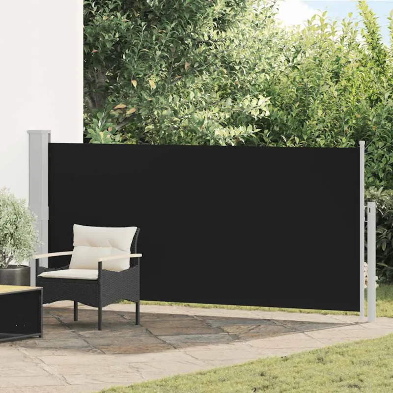 Ištraukiama šoninė pertvara, juodos spalvos, 140x300cm