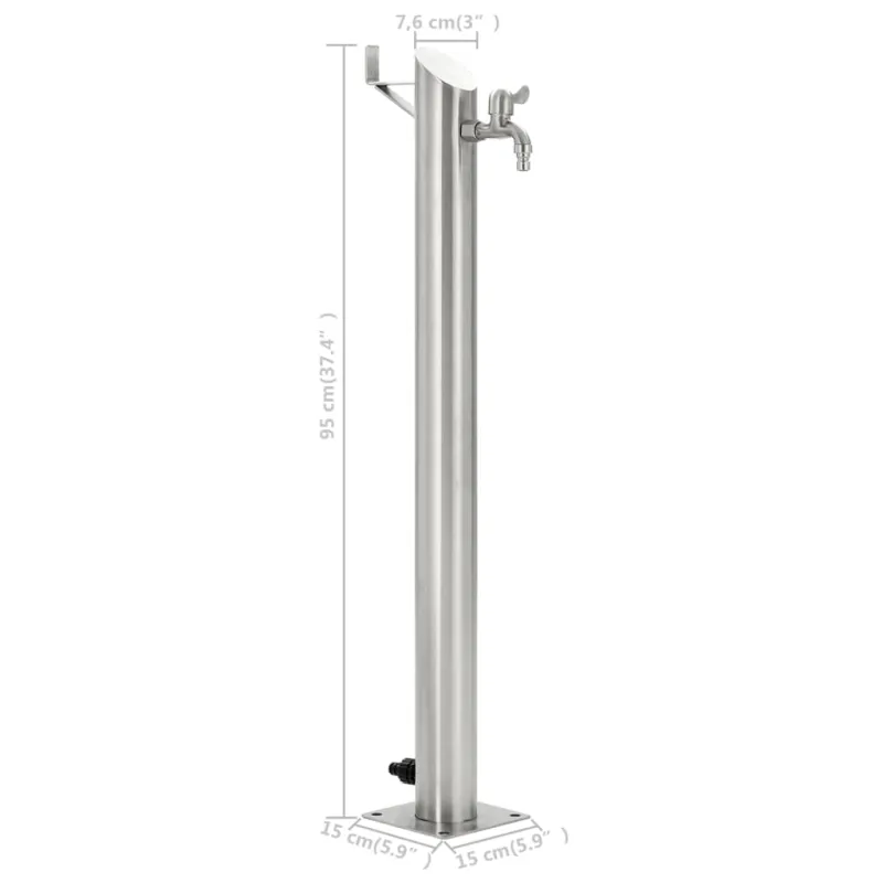 Vandens kolonėlė sodui, 95cm, nerūdijantis plienas, apvali