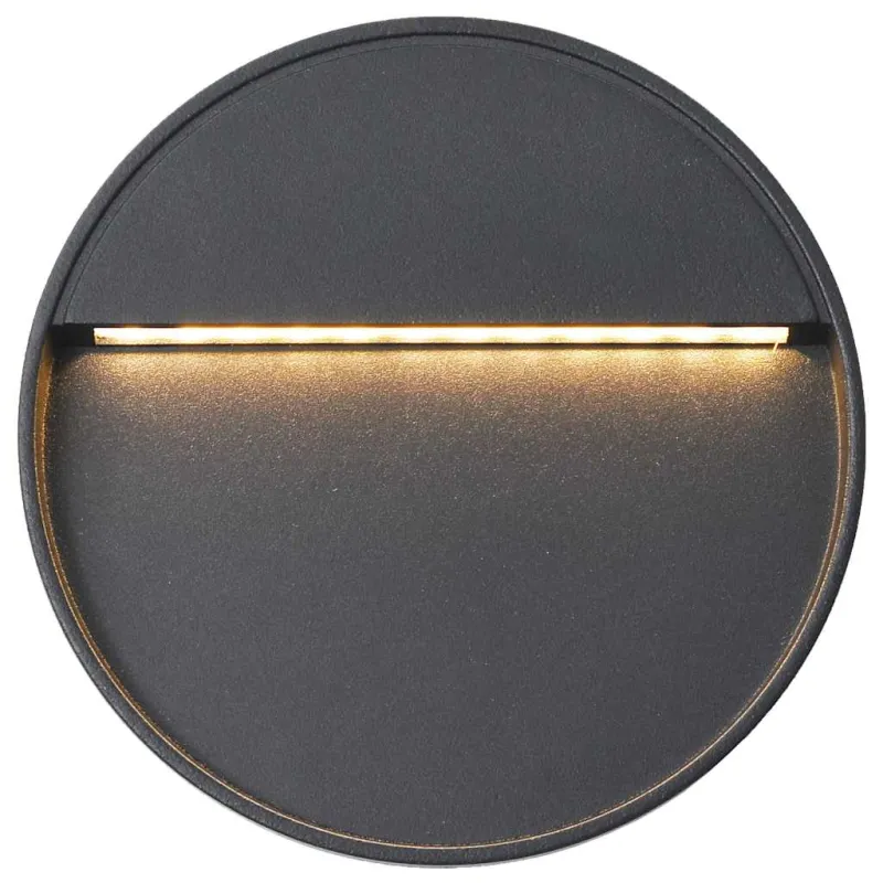 Sieniniai LED lauko šviestuvai, 2vnt., juodi, 3W, apvalūs