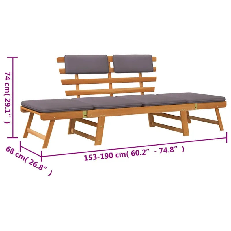 2-1 Sodo sofa su pagalvėmis, 190cm, akacijos medienos masyvas