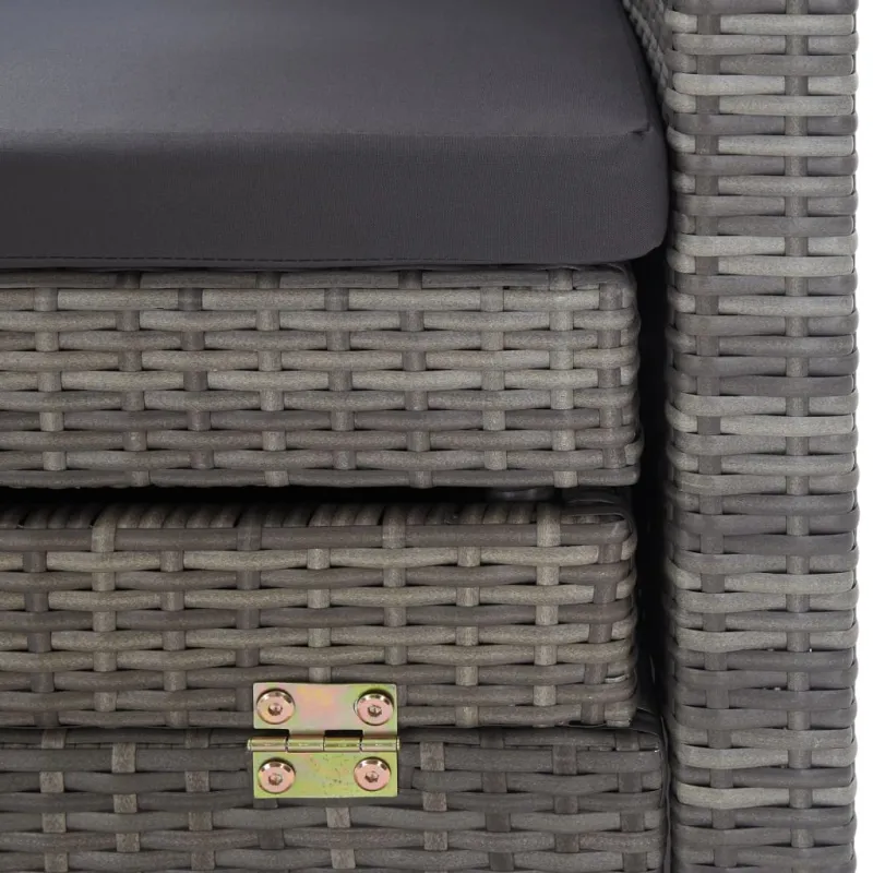 Ištraukiama trivietė sofa-lova su stogeliu, pilka, poliratanas