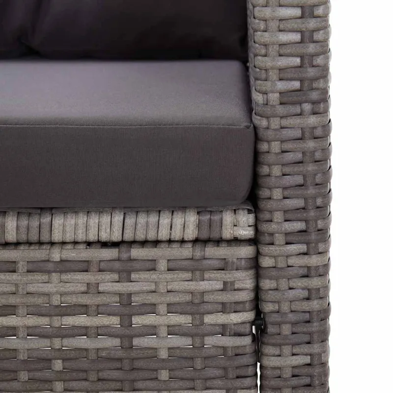 Dvivietė sodo sofa su pagalvėlėmis, pilka, 124cm, poliratanas