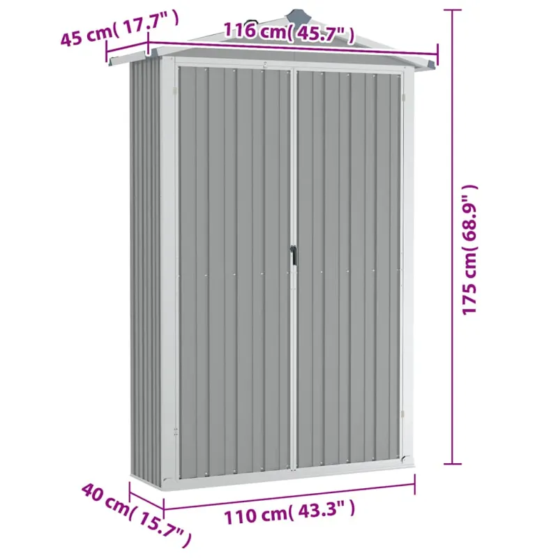Sodo pašiūrė, pilka, 116x45x175cm, galvanizuotas plienas