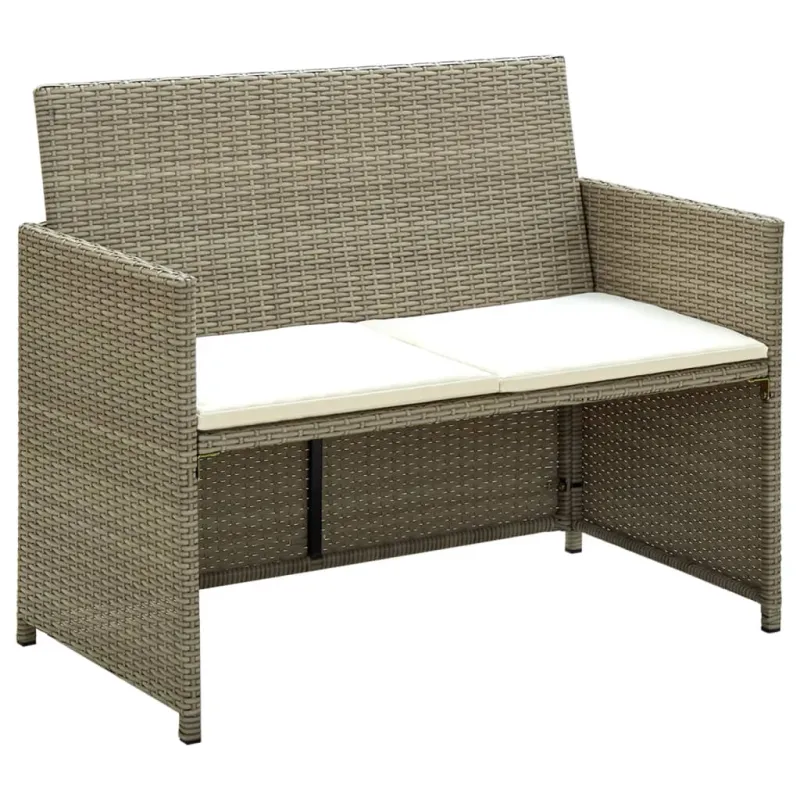 Dvivietė sodo sofa su pagalvėlėmis, kreminė, poliratanas