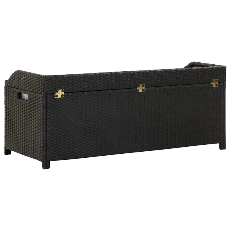 Sodo suoliukas-daiktadėžė, juodos spalvos, 120cm, poliratanas