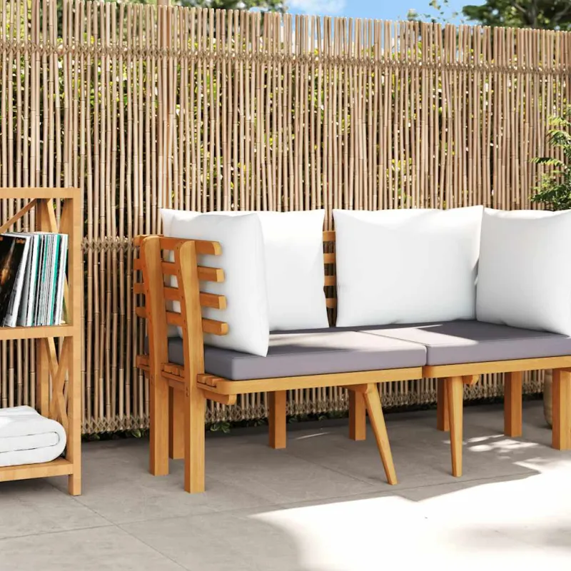 Kampinė sodo sofa su pagalvėlėmis, akacijos medienos masyvas