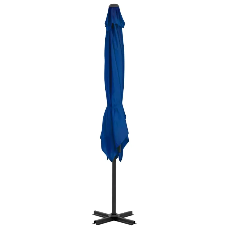 Gembinis sodo skėtis su aliuminio stulpu, mėlynas, 250x250cm