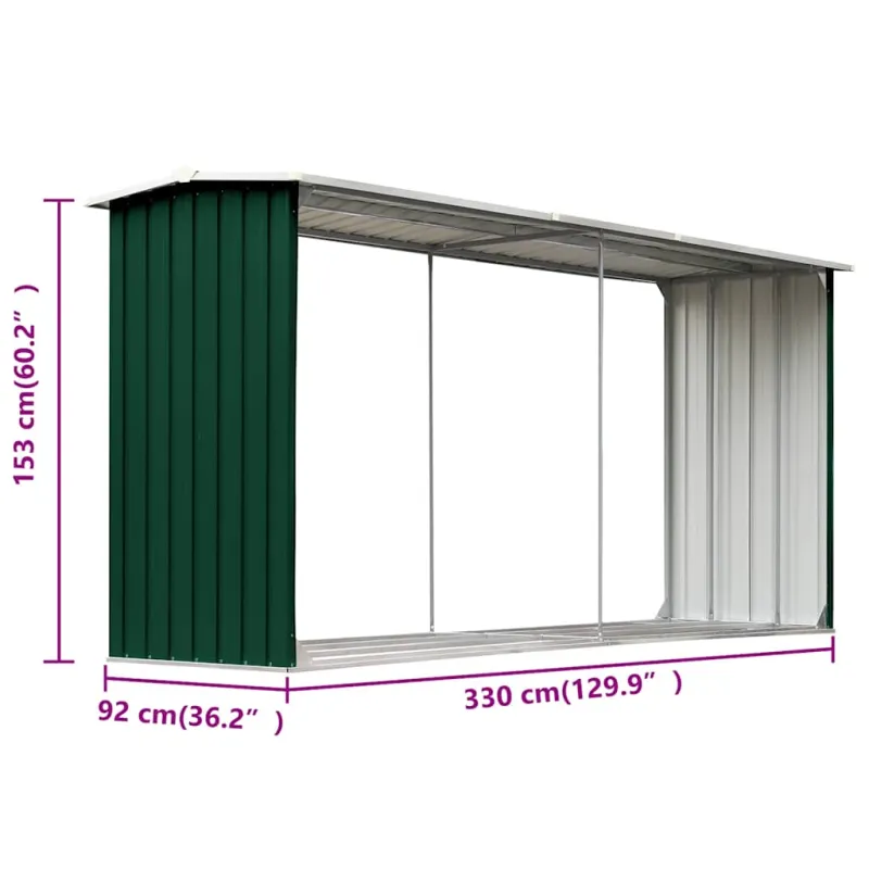 Sodo malkinė, žalia, 330x92x153cm, galvanizuotas plienas
