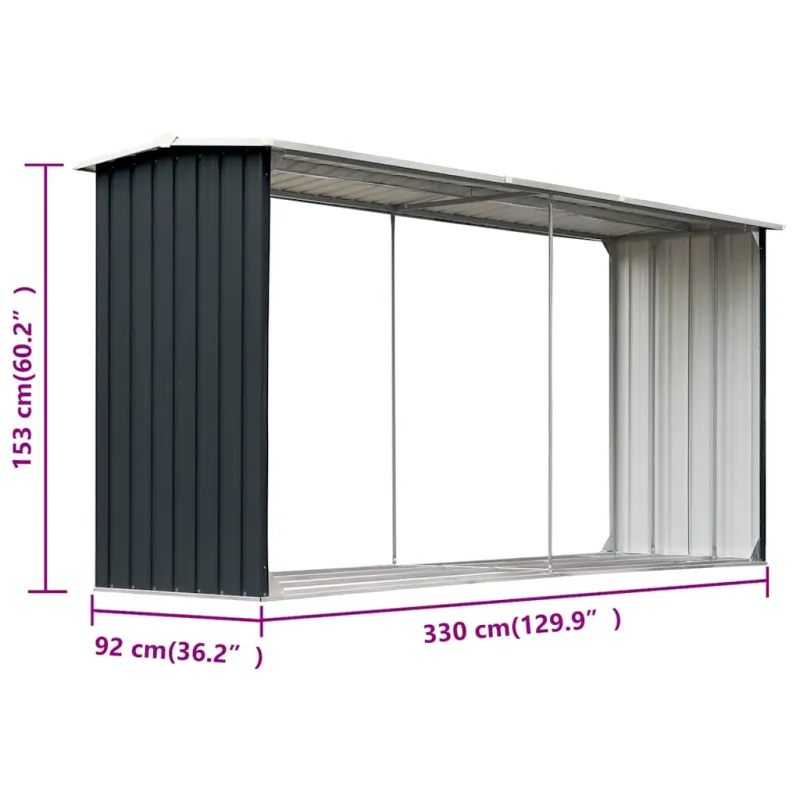 Sodo malkinė, antracito, 330x92x153cm, galvanizuotas plienas