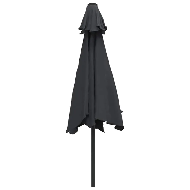Lauko skėtis su LED ir plieniniu stulpu, juodas, 300cm