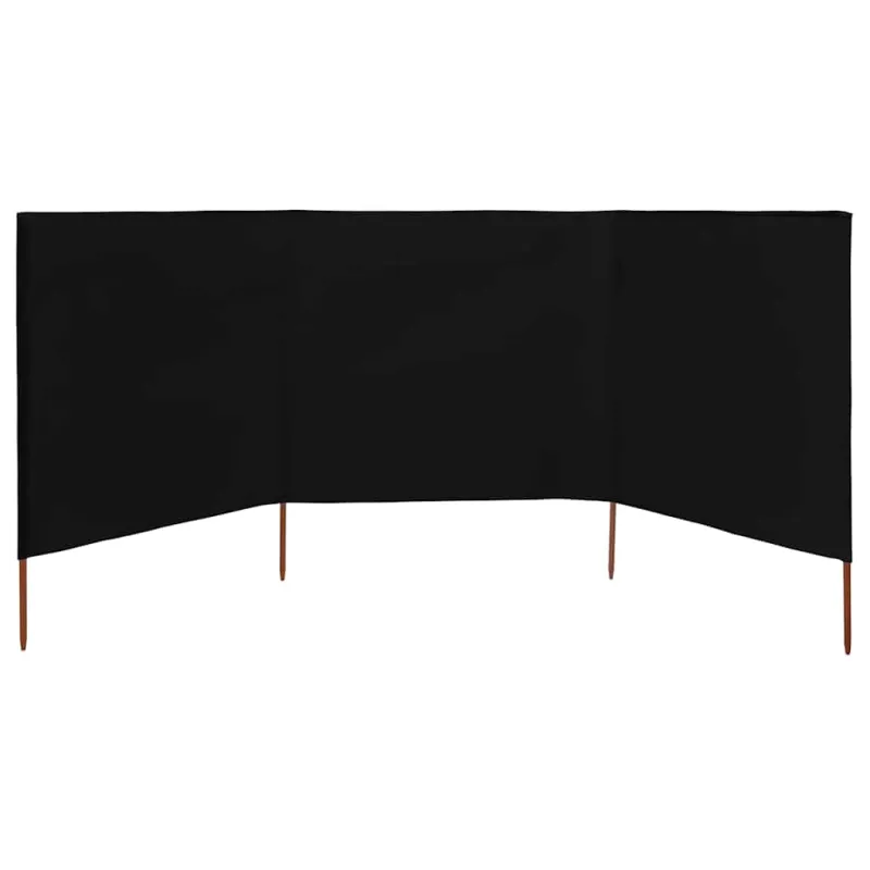 Uždanga nuo vėjo, 3 plokštės, juoda, 400x120cm, audinys