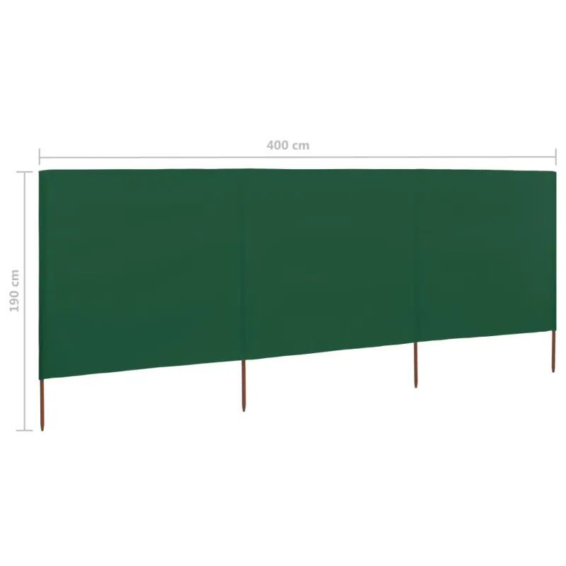 Uždanga nuo vėjo, 3 plokštės, žalia, 400x160cm, audinys