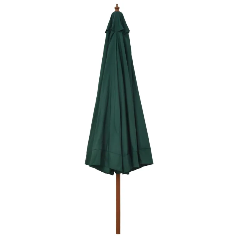 Lauko skėtis nuo saulės su mediniu stulpu, žalias, 330cm