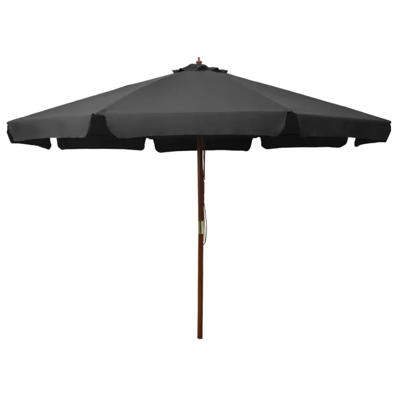 Lauko skėtis nuo saulės su mediniu stulpu, antracito, 330cm