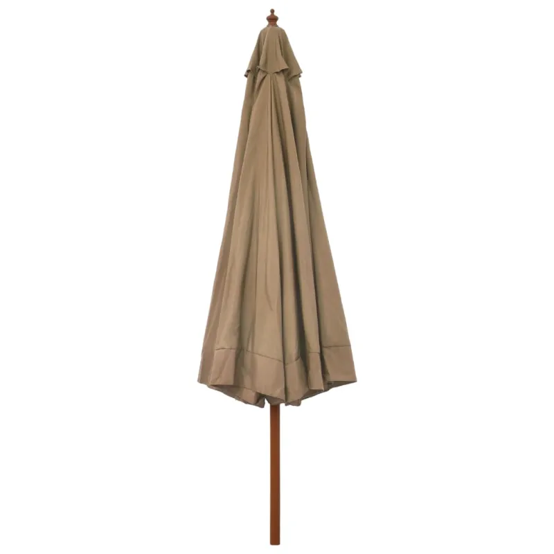 Lauko skėtis nuo saulės su mediniu stulpu, taupe spalvos, 330cm
