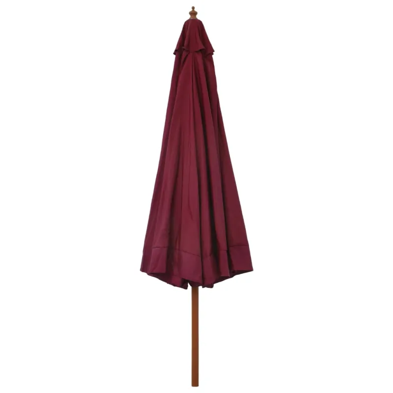 Lauko skėtis nuo saulės su mediniu stulpu, vyšninis, 330cm