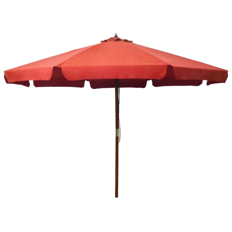 Lauko skėtis nuo saulės su mediniu stulpu, terakota, 330cm