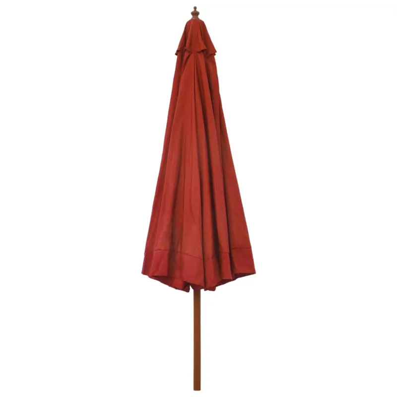Lauko skėtis nuo saulės su mediniu stulpu, terakota, 330cm