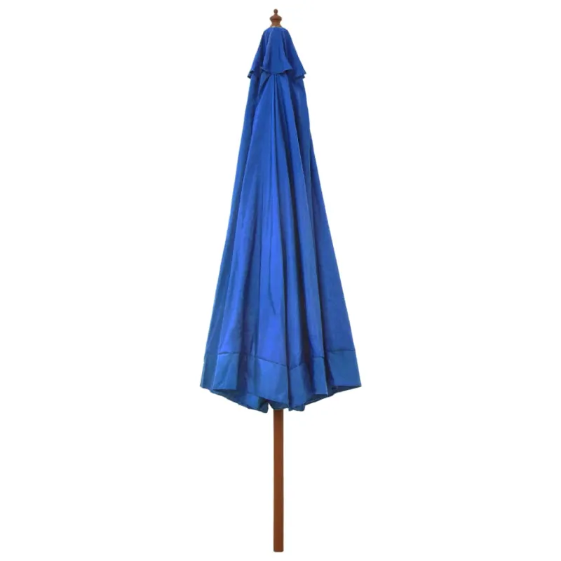 Lauko skėtis nuo saulės su mediniu stulpu, mėlynas, 330cm