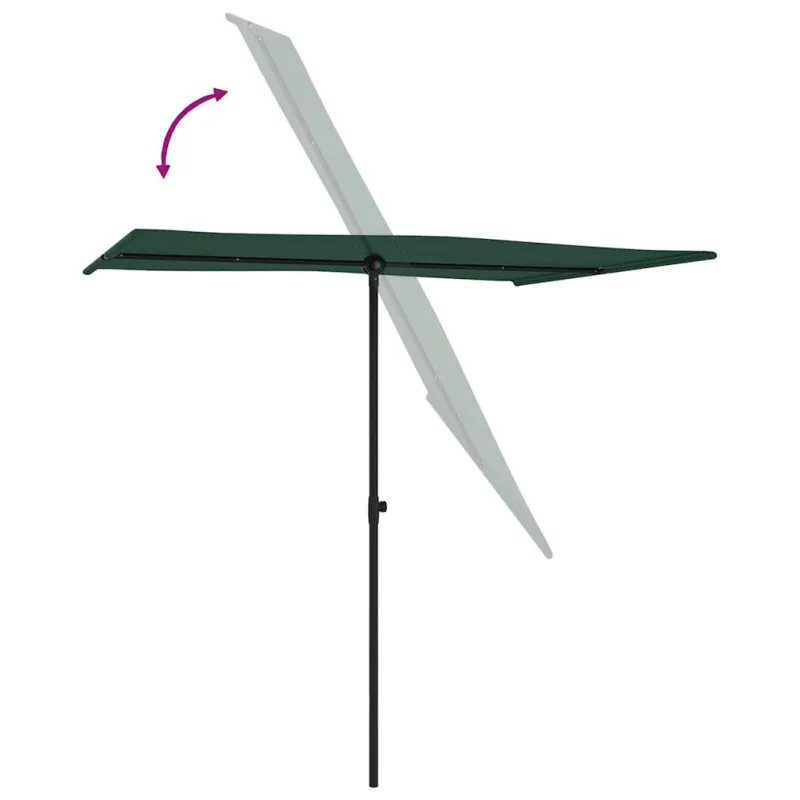 Sodo skėtis nuo saulės su aliuminio stulpu, žalias, 2x1,5m