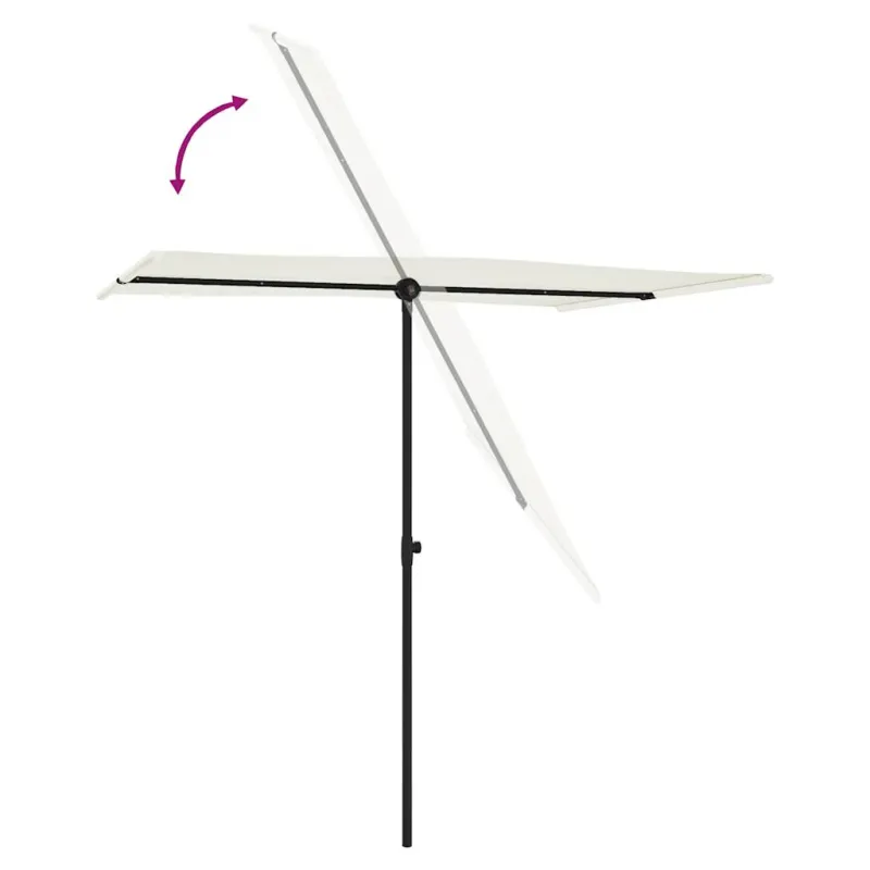 Sodo skėtis nuo saulės su aliuminio stulpu, smėlio, 2x1,5m