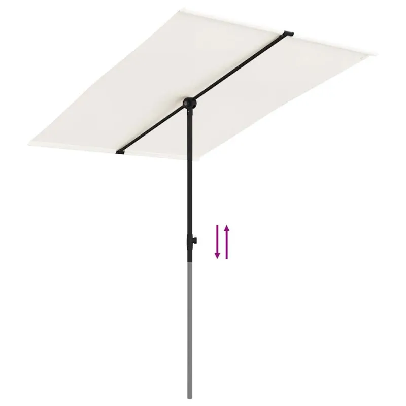 Sodo skėtis nuo saulės su aliuminio stulpu, smėlio, 2x1,5m