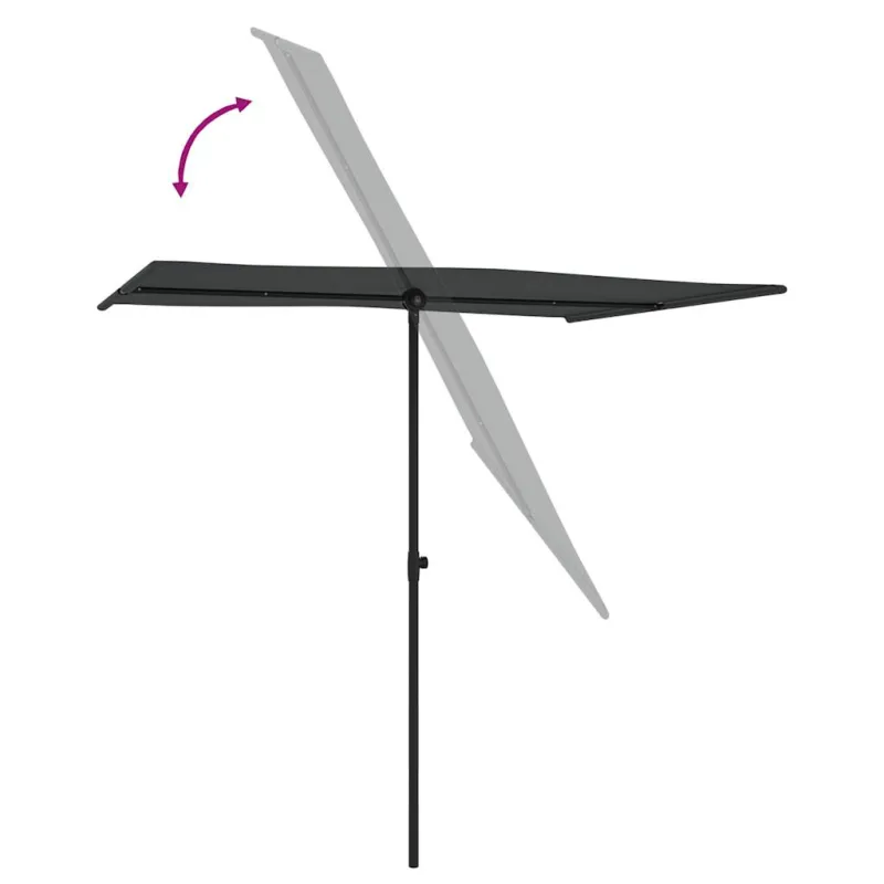 Sodo skėtis nuo saulės su aliuminio stulpu, antracito, 2x1,5m