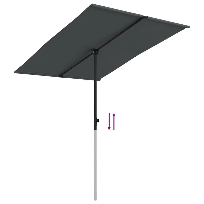 Sodo skėtis nuo saulės su aliuminio stulpu, antracito, 2x1,5m