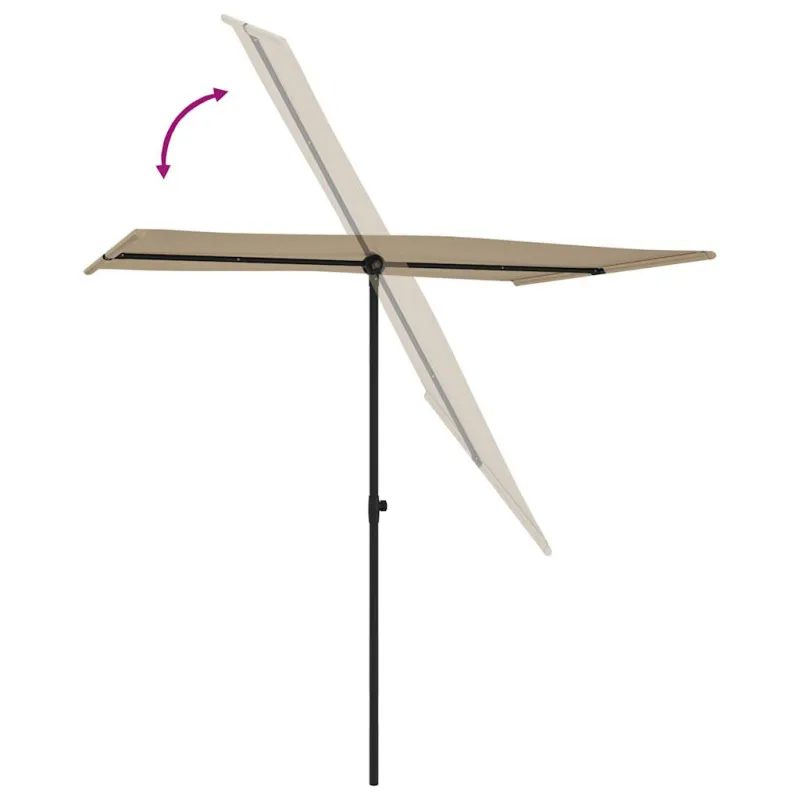 Sodo skėtis nuo saulės su aliuminio stulpu, taupe, 2x1,5m