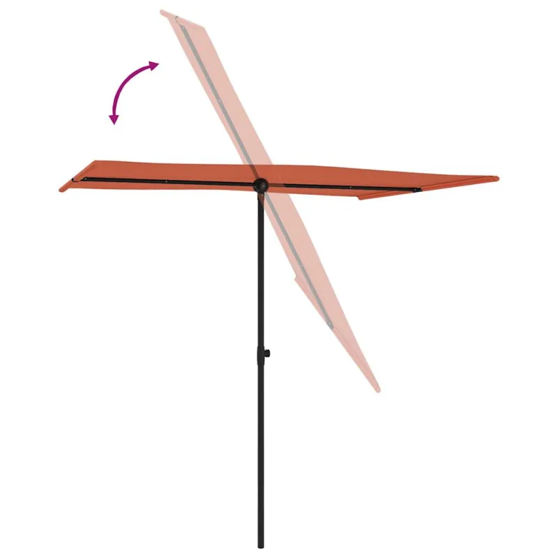Sodo skėtis nuo saulės su aliuminio stulpu, terakota, 2x1,5m