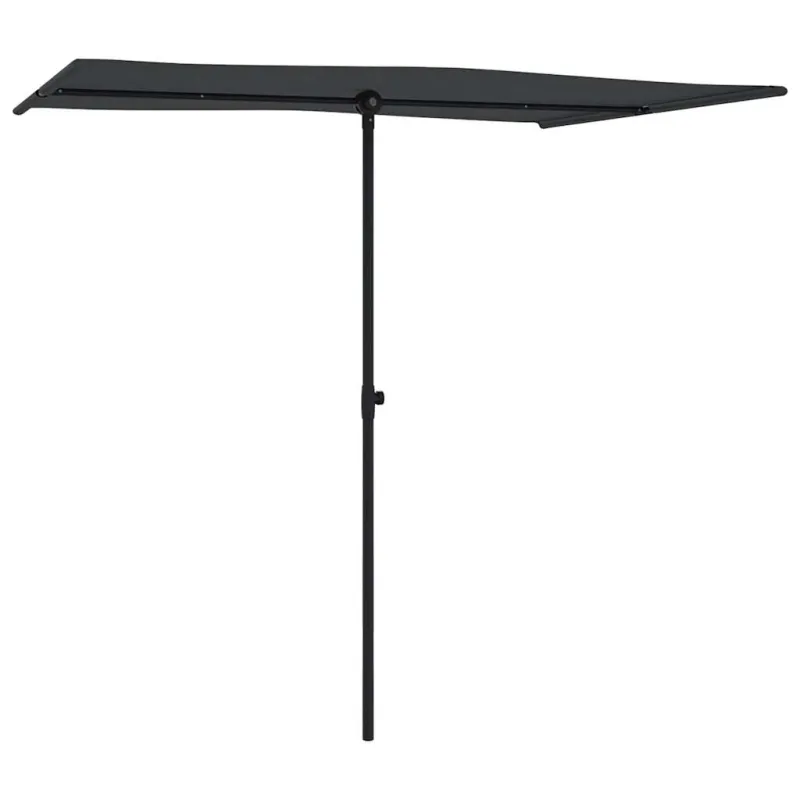 Sodo skėtis nuo saulės su aliuminio stulpu, juodas, 2x1,5m