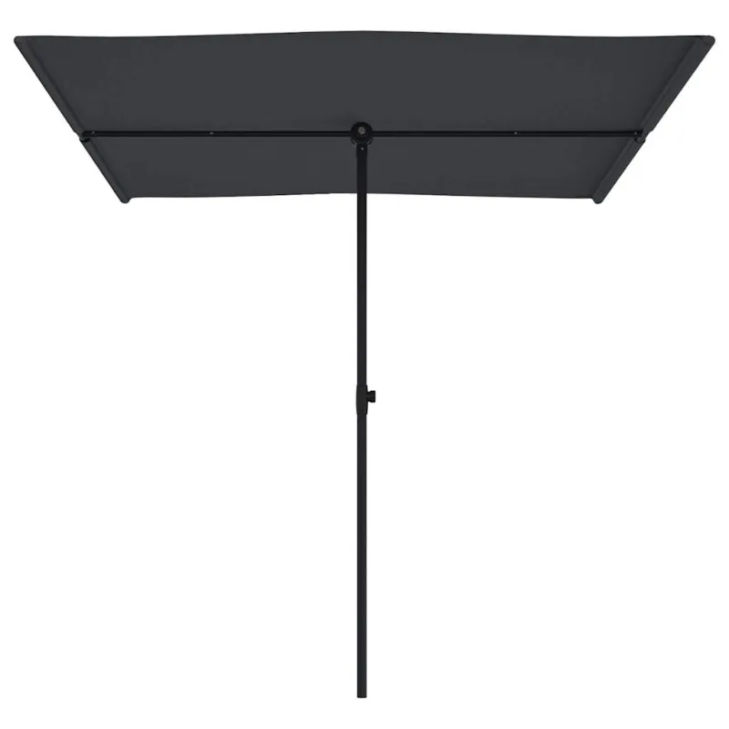 Sodo skėtis nuo saulės su aliuminio stulpu, juodas, 2x1,5m