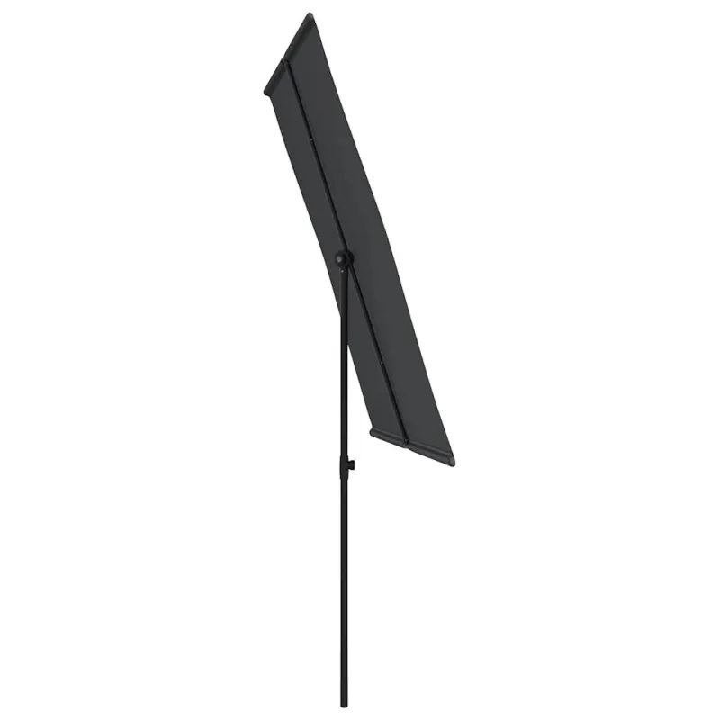 Sodo skėtis nuo saulės su aliuminio stulpu, juodas, 2x1,5m