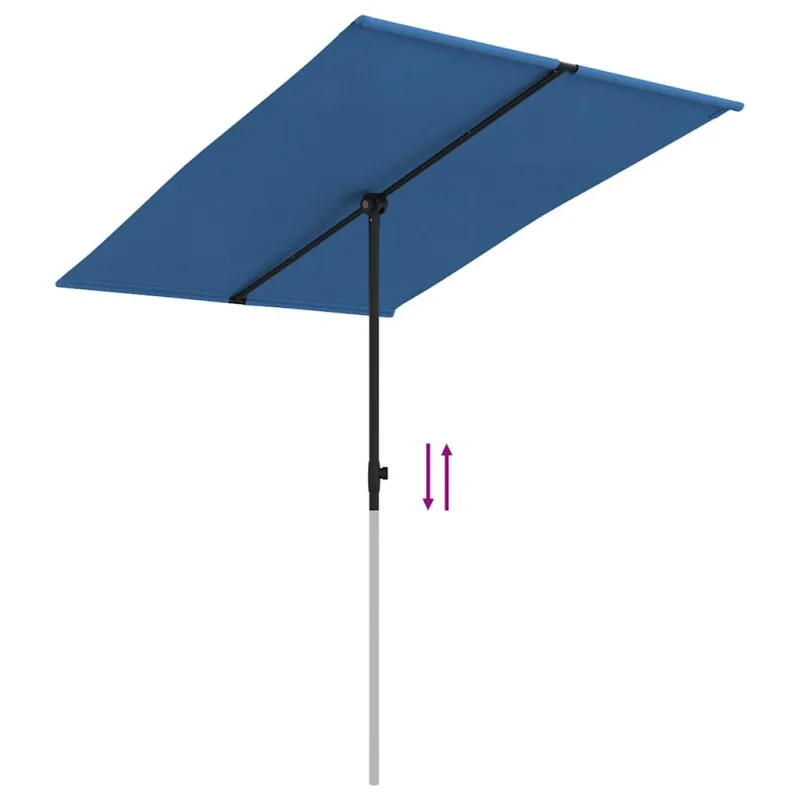 Sodo skėtis nuo saulės su aliuminio stulpu, mėlynas, 2x1,5m