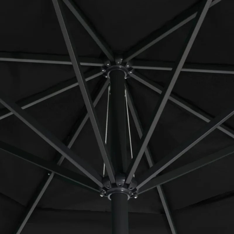 Sodo skėtis nuo saulės ir aliuminio stulpu, juodas, 500cm
