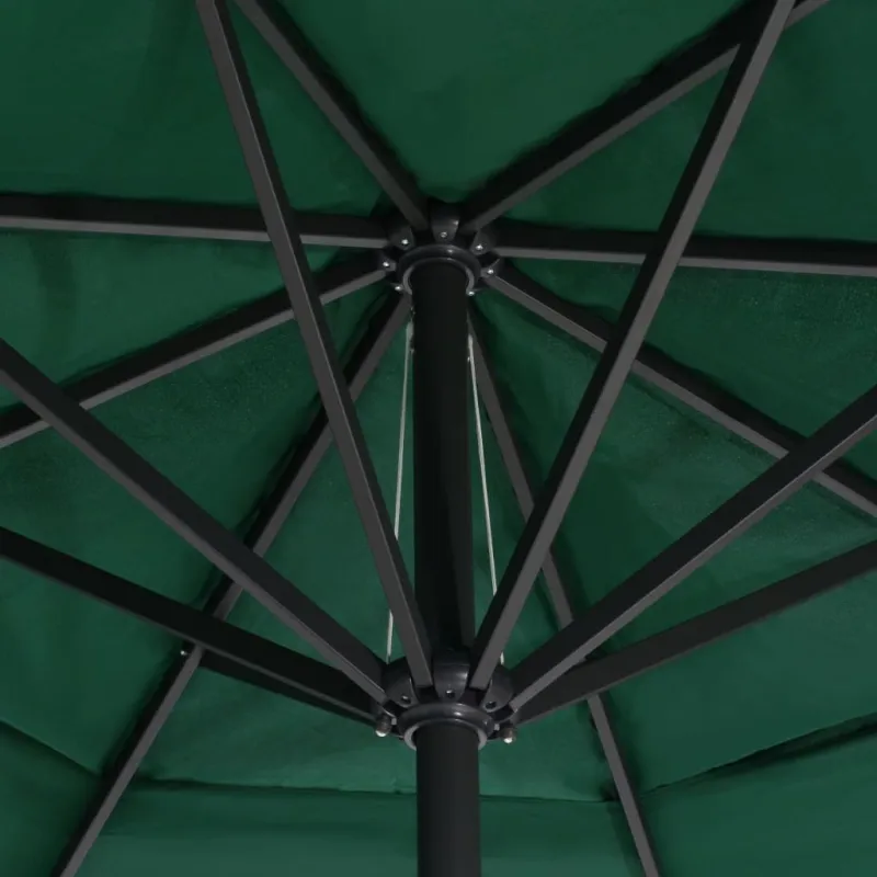 Sodo skėtis nuo saulės su aliuminio stulpu, žalias, 600cm