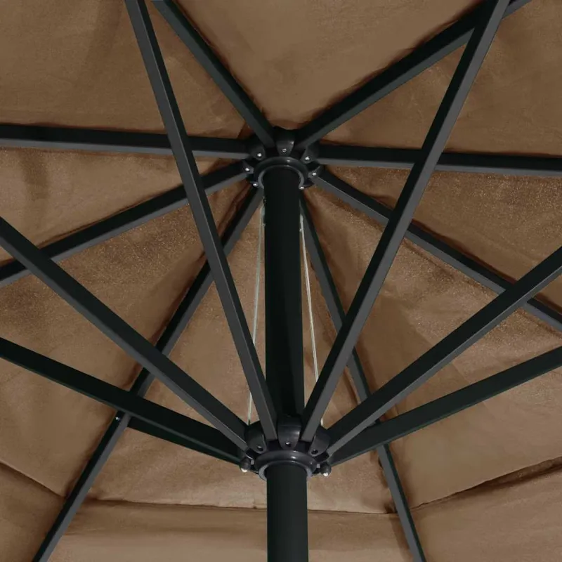 Sodo skėtis nuo saulės su aliuminio stulpu, taupe, 600cm